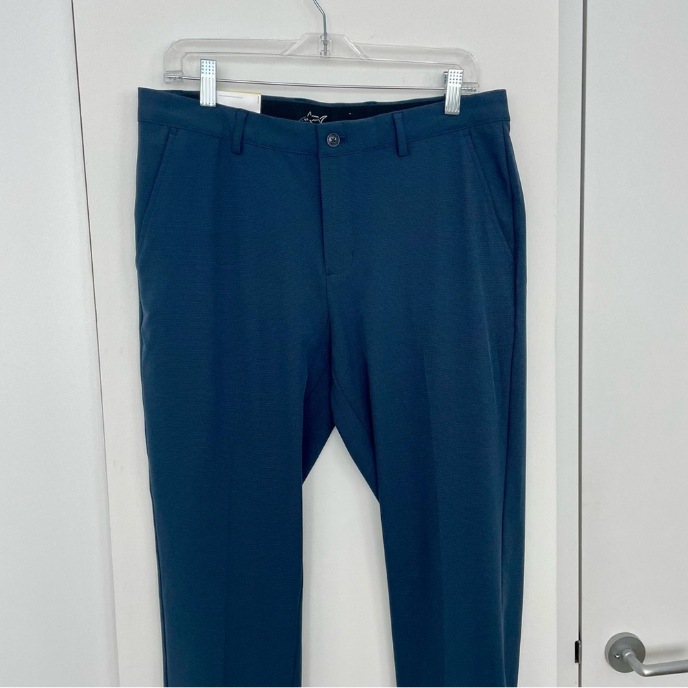 NWT Greg Norman Men's Flat Front Stretch High Tech Navy Golf Pants 32x32 - Picture 3 of 12